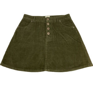 White Crow Corduroy Skirt Womens Medium Olive Green Short Preppy Schoolgirl‎